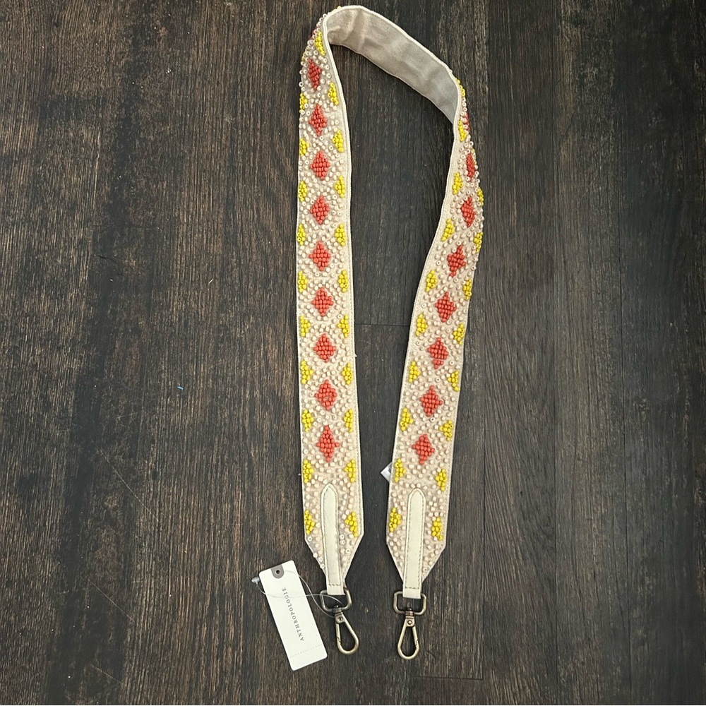 NWT Anthropologie Geo Beaded Bag Croosbody Strap Boho Festival Hippie Travel